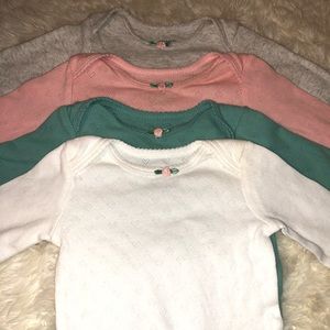 4 Pack Carter’s Long Sleeve Onesies 3 months